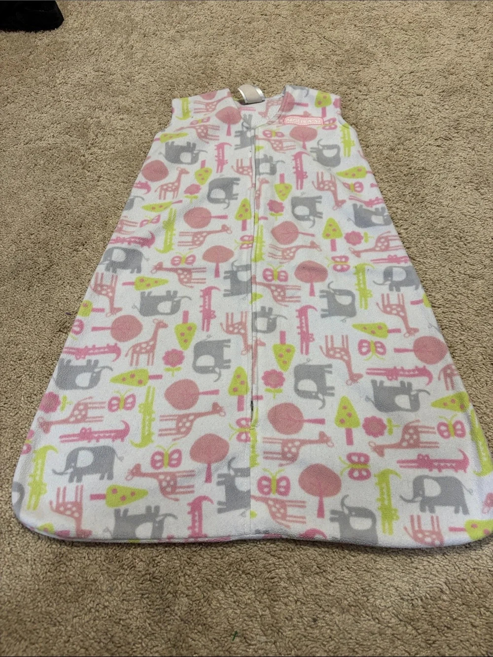 Halo Sleepsack Medijm Pink Elephants and Giraffes
